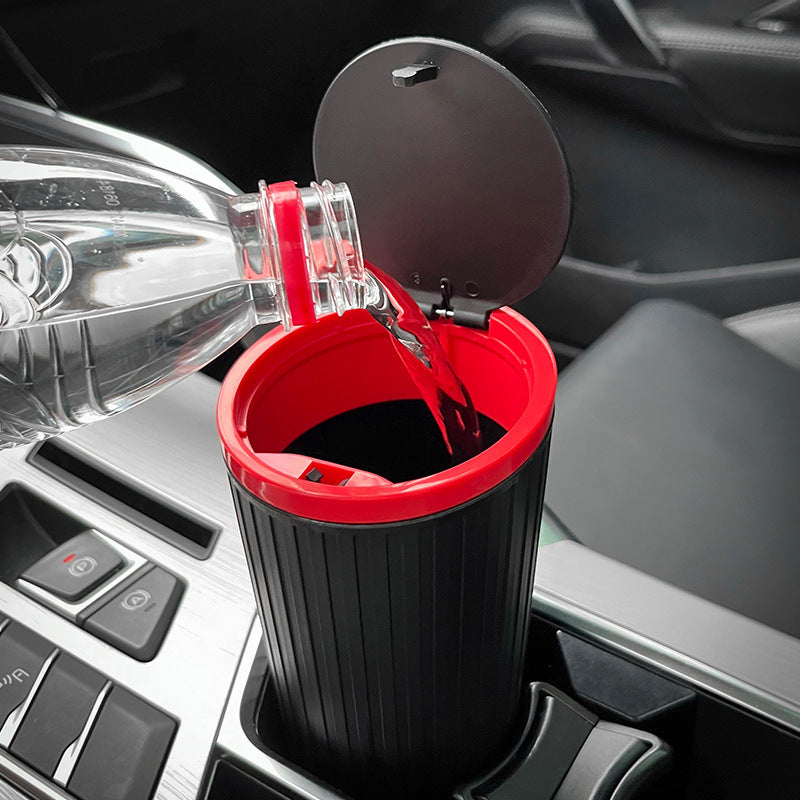 Multifunctional Car Trash Can with Cup Holder